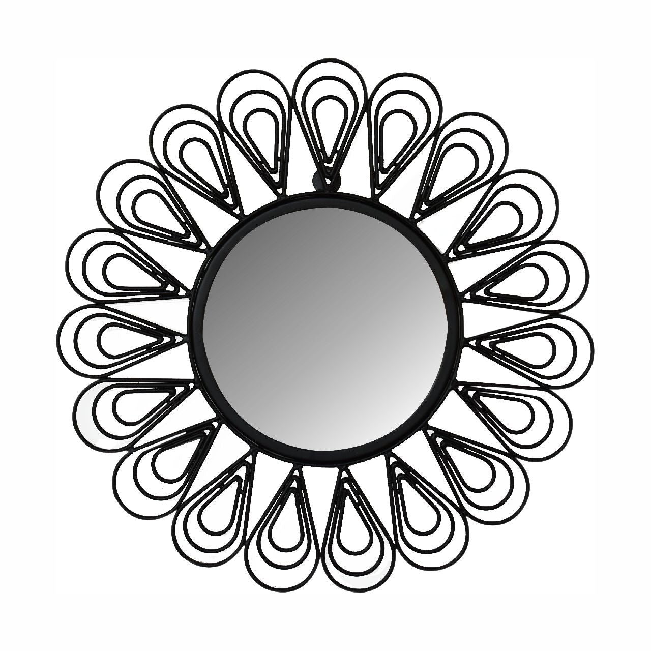black coated wired flower mirror
