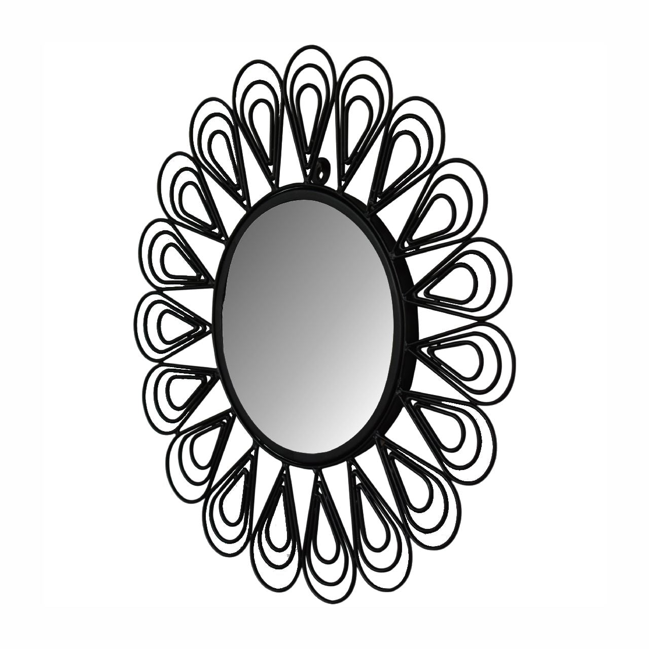 black coated wired flower mirror