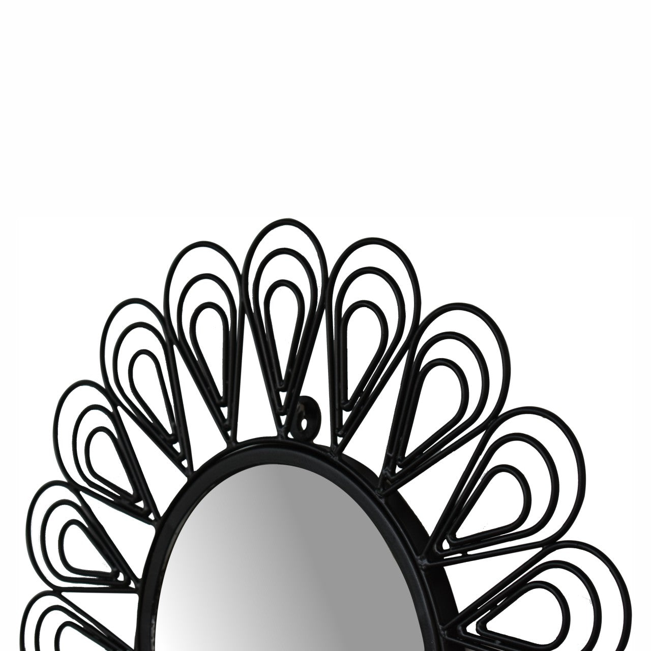 black coated wired flower mirror