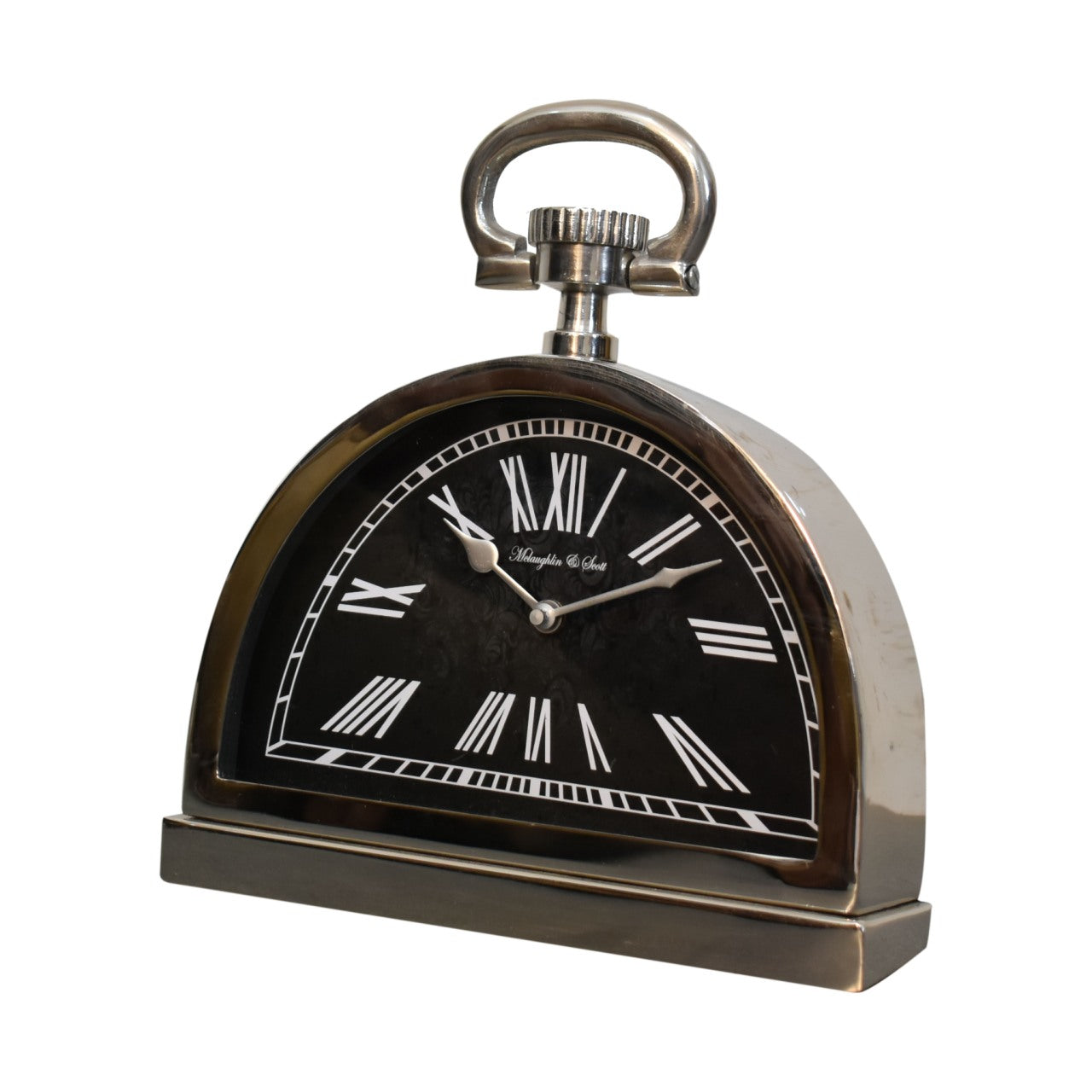 black and chrome clock
