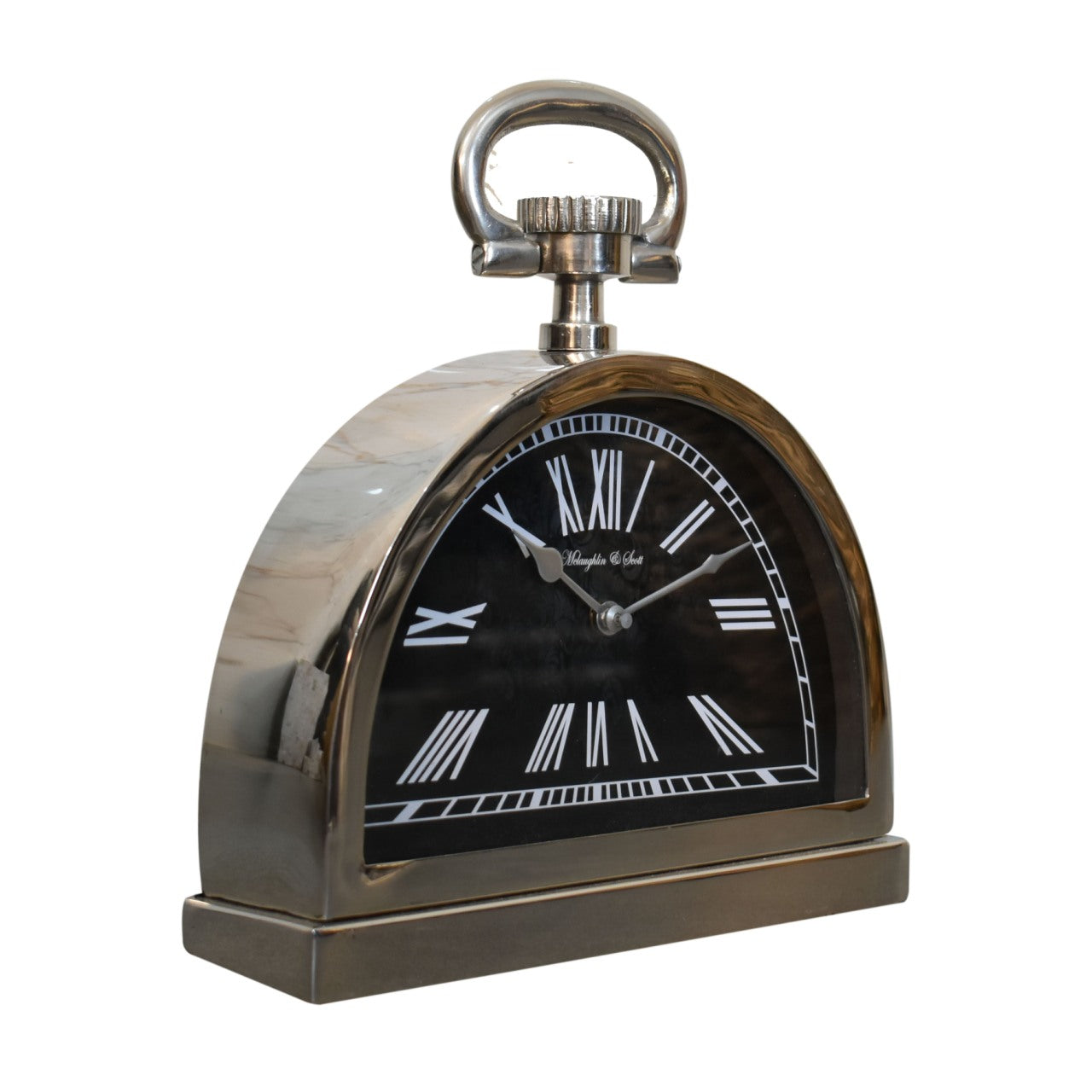 black and chrome clock