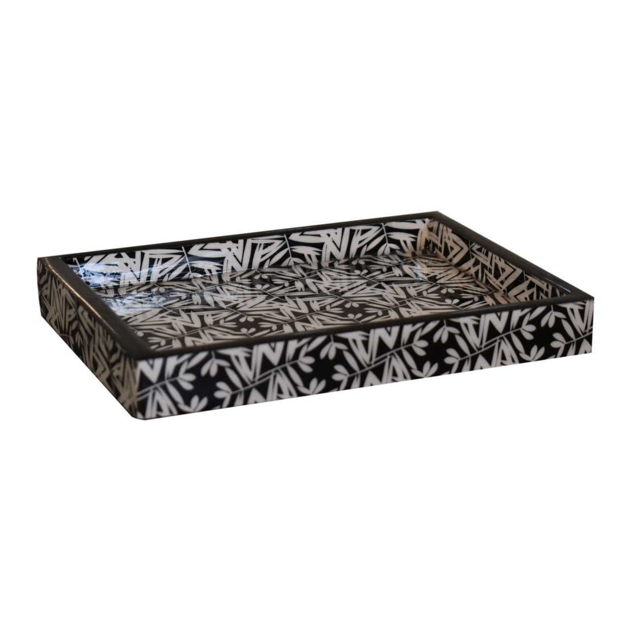 aztec printed mango wood bathroom set