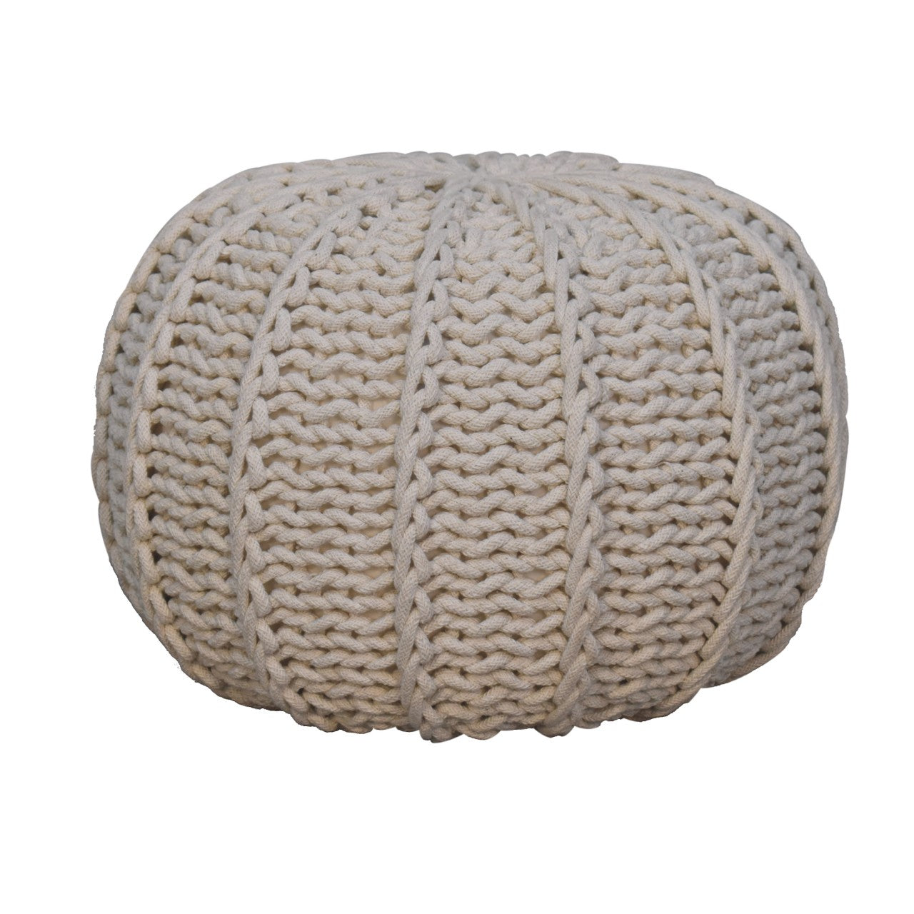 cream cable pouffe