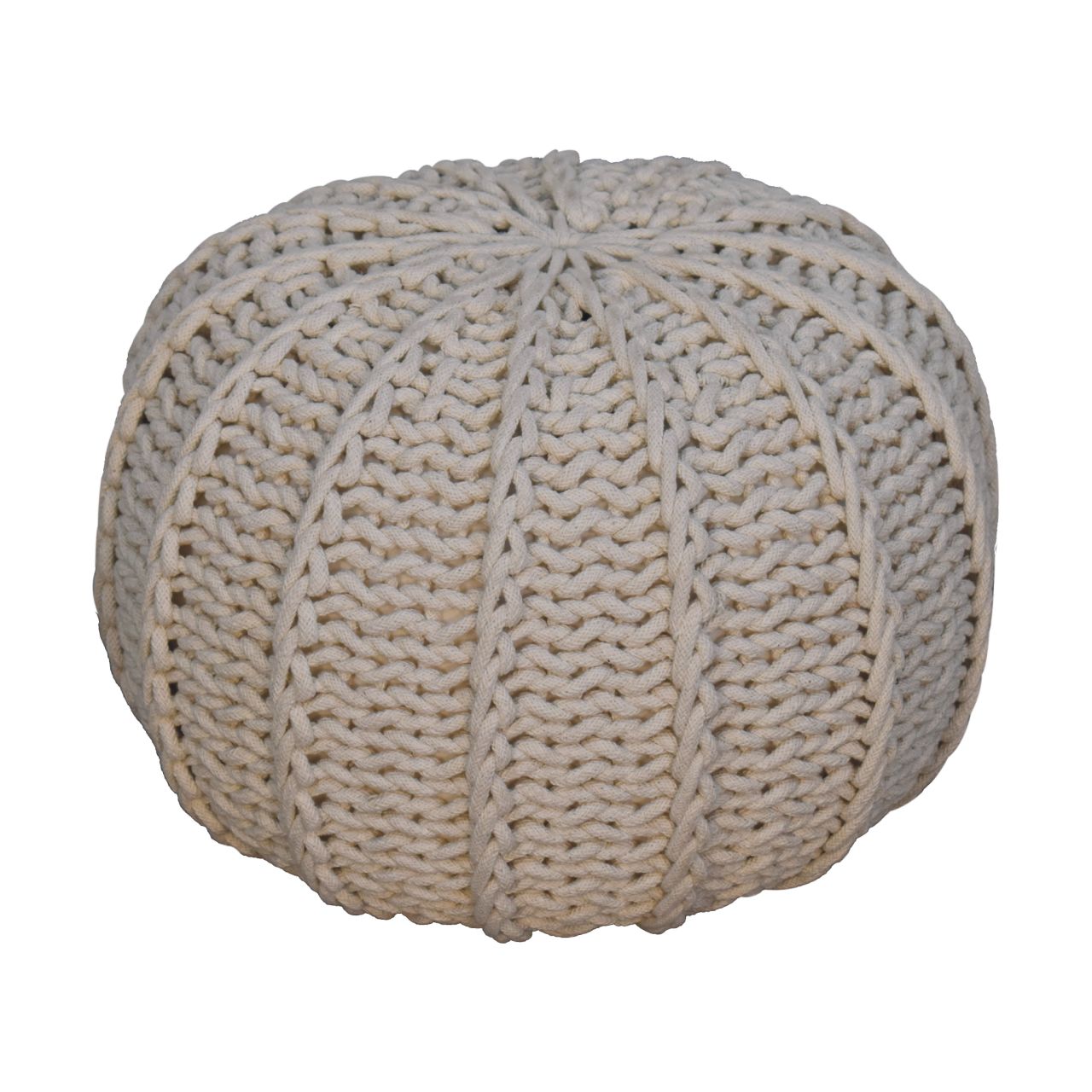 cream cable pouffe