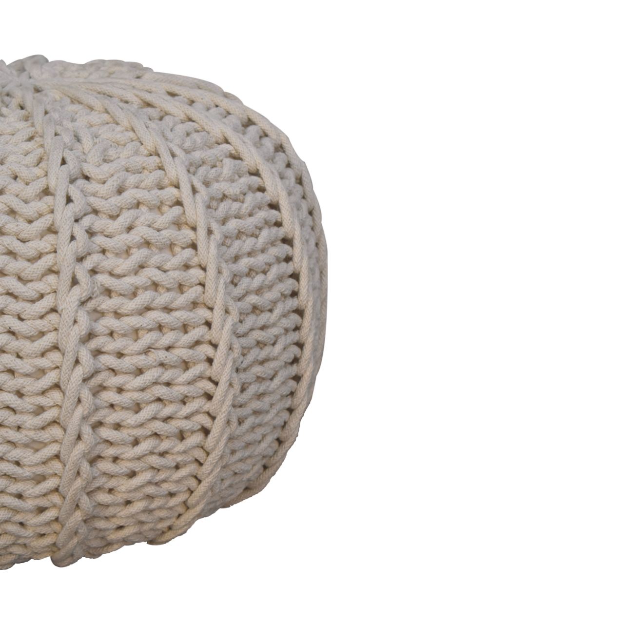 cream cable pouffe