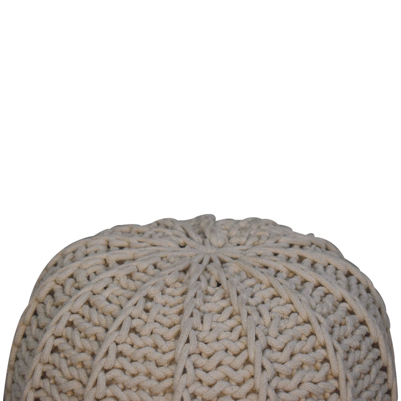 cream cable pouffe