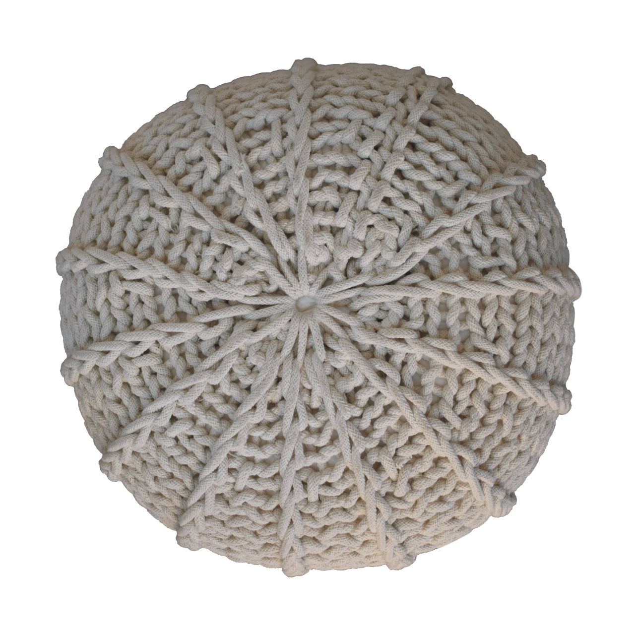 cream cable pouffe