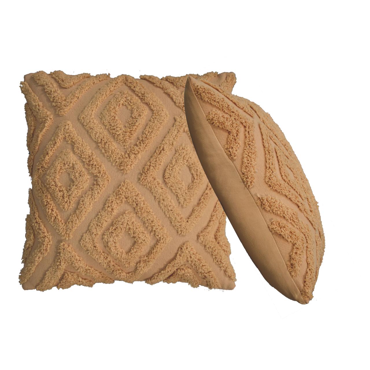 mustard mini diamond tassle cushion set of 2