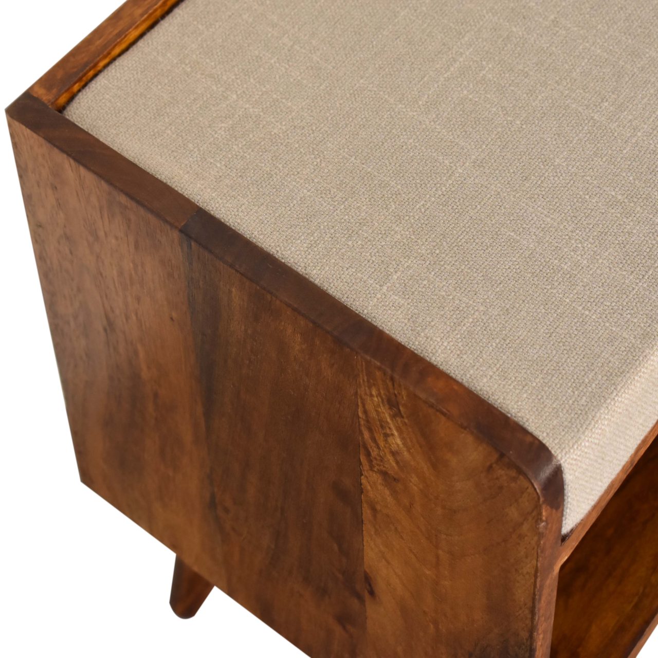 Solid Wood Nordic Chestnut Finish Storage Bench with Seat Pad