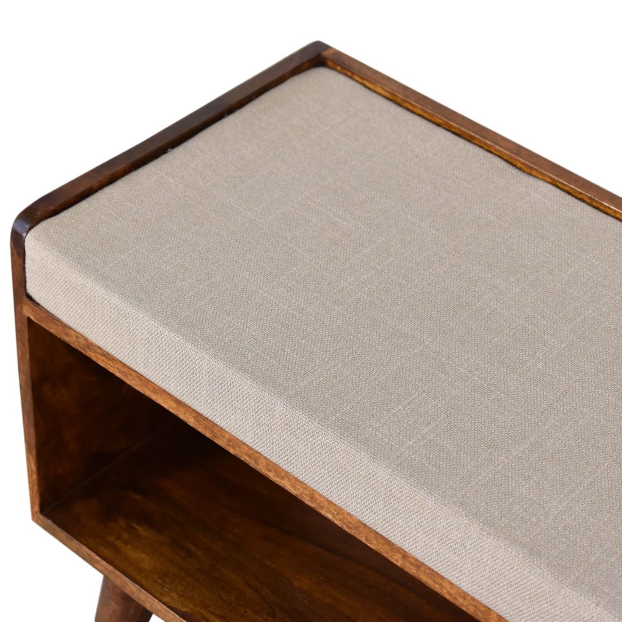 Solid Wood Nordic Chestnut Finish Storage Bench with Seat Pad