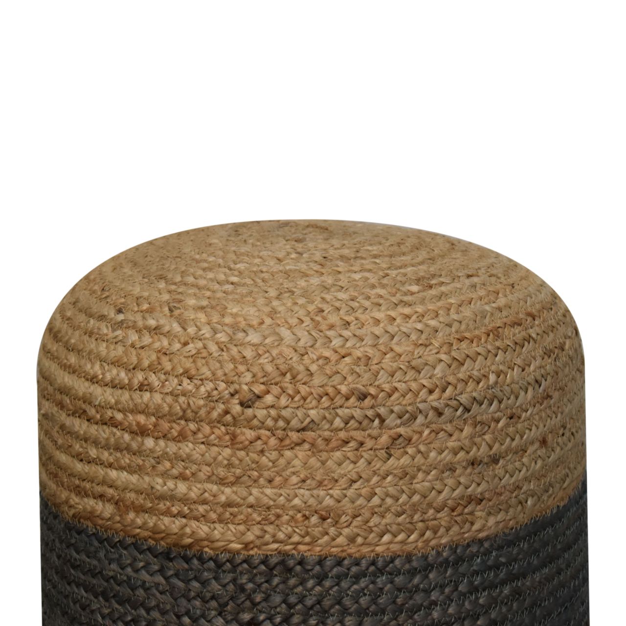 jute pouffe with green band