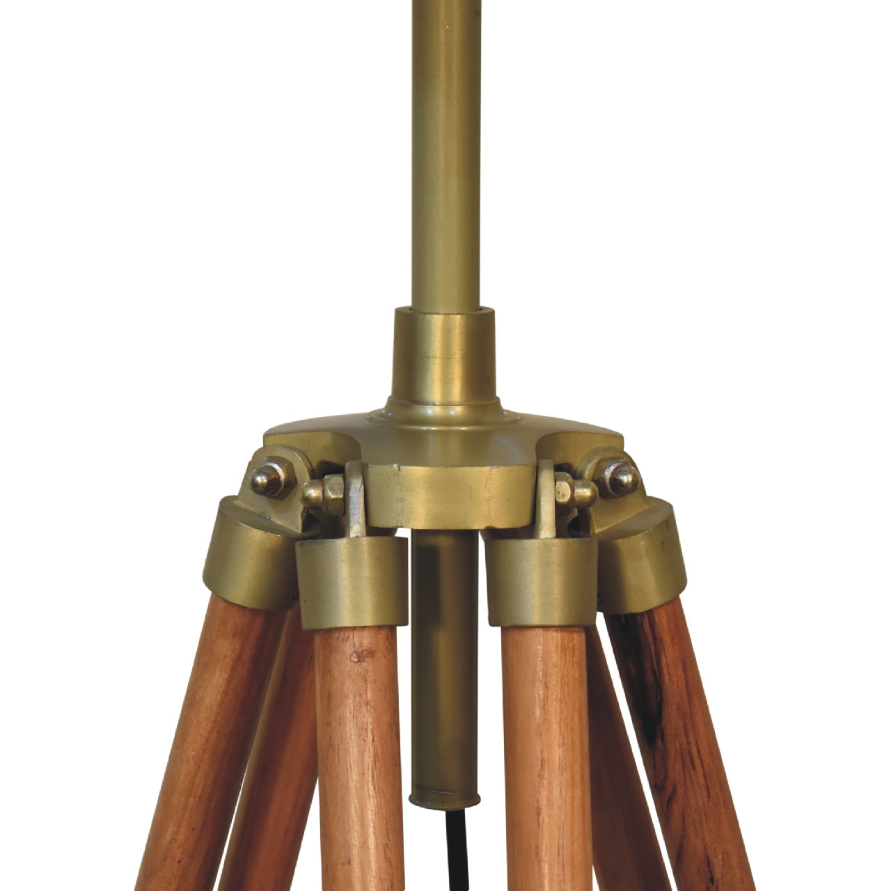brass plated and wooden teak floor lamp