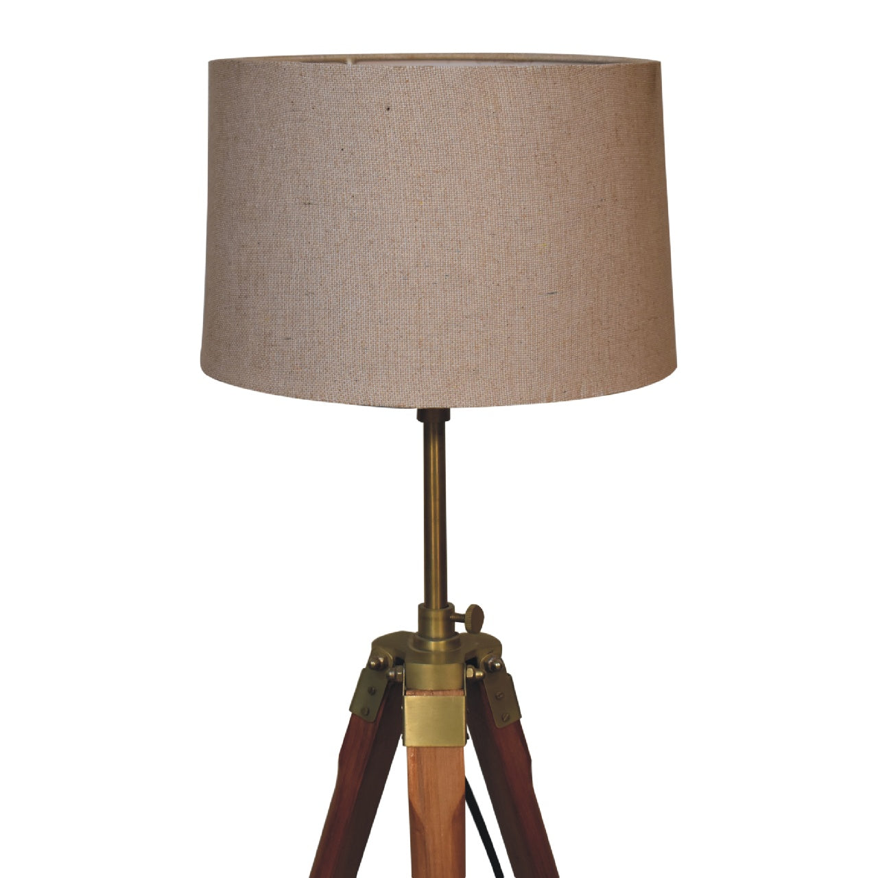 fixed brass plated tripod floor lamp