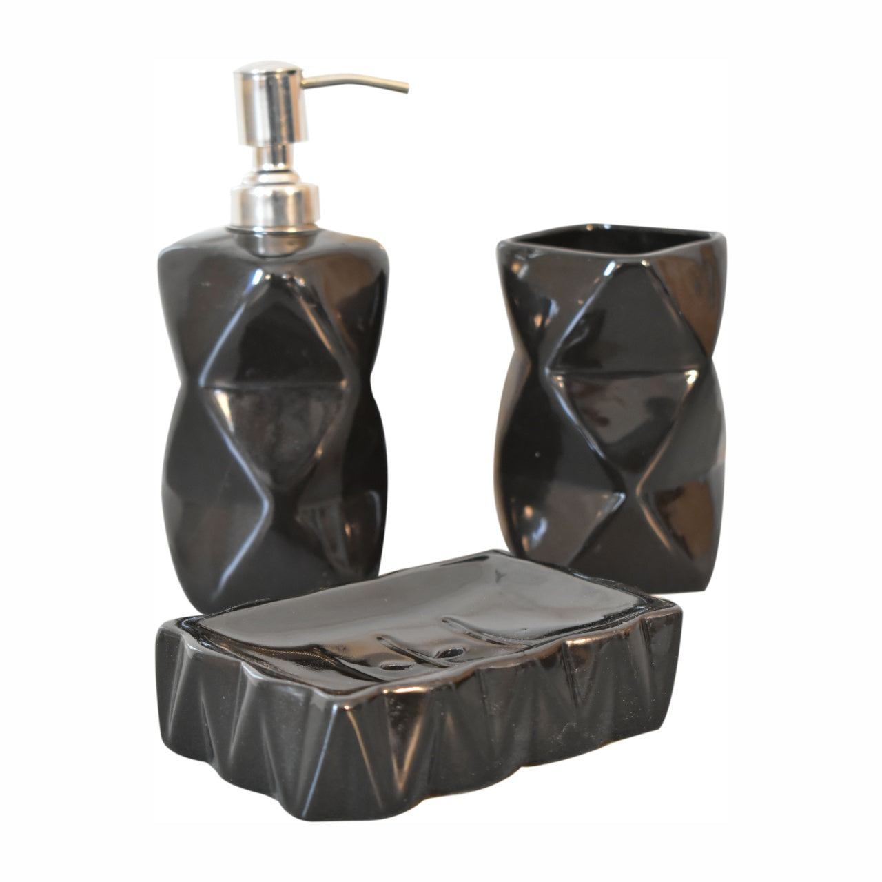 sindri black bathroom set of 3