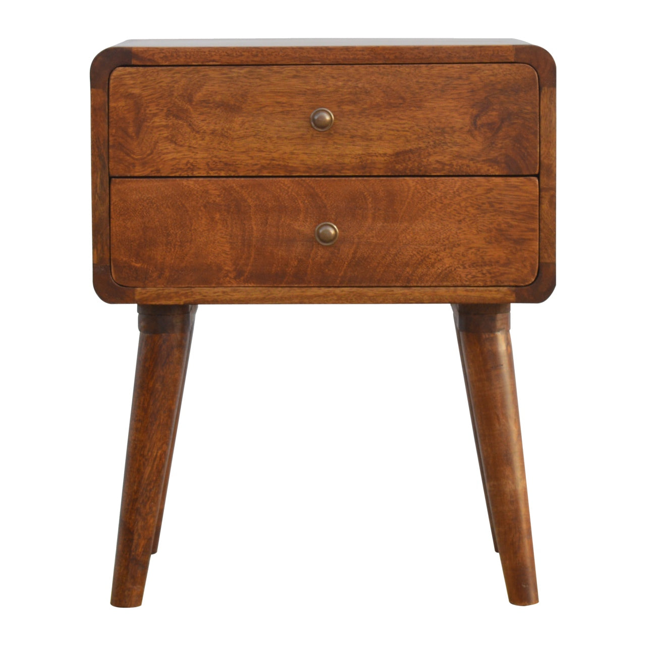 Solid Wood 2 Drawer Chestnut Bedside Table