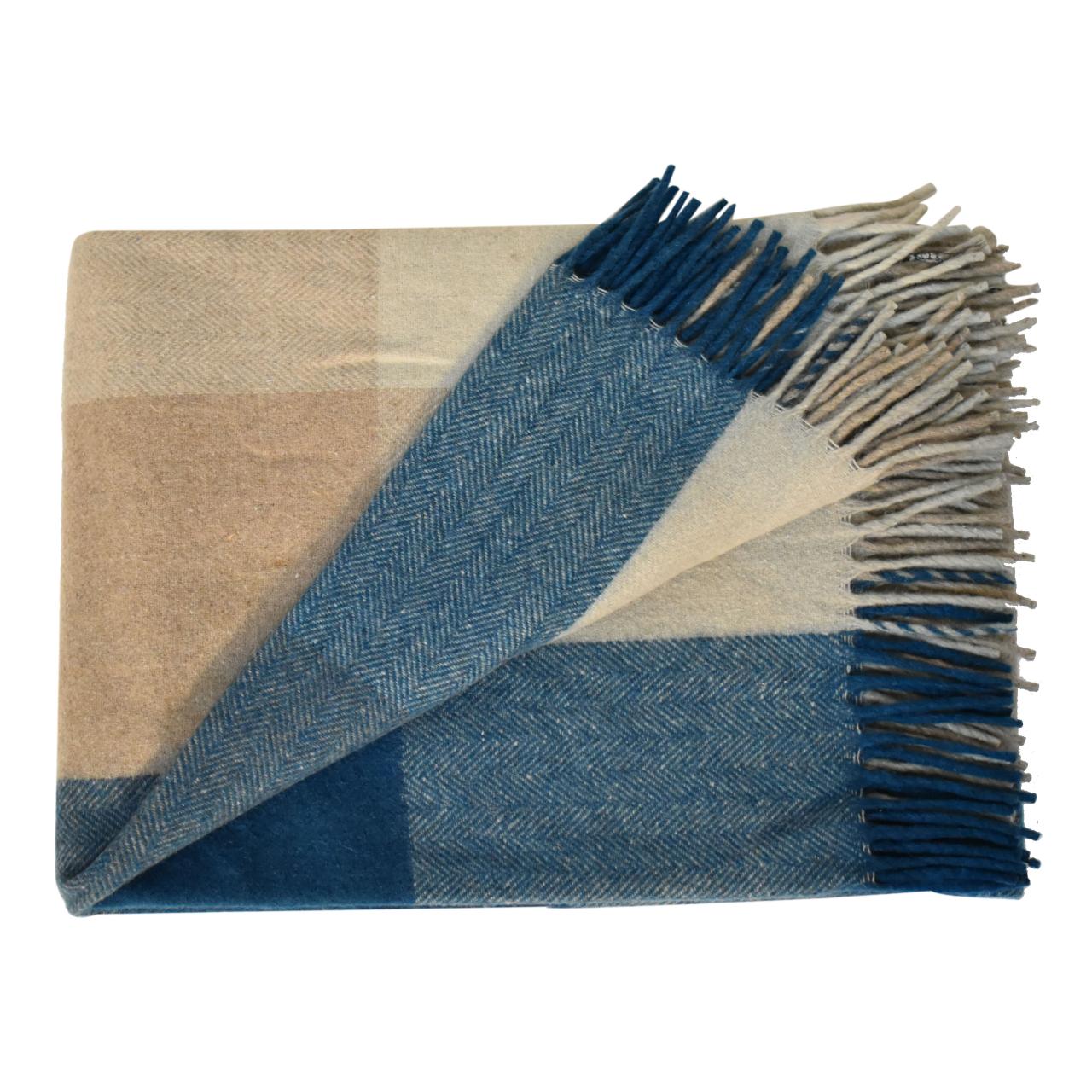 large selin blue woolen throw