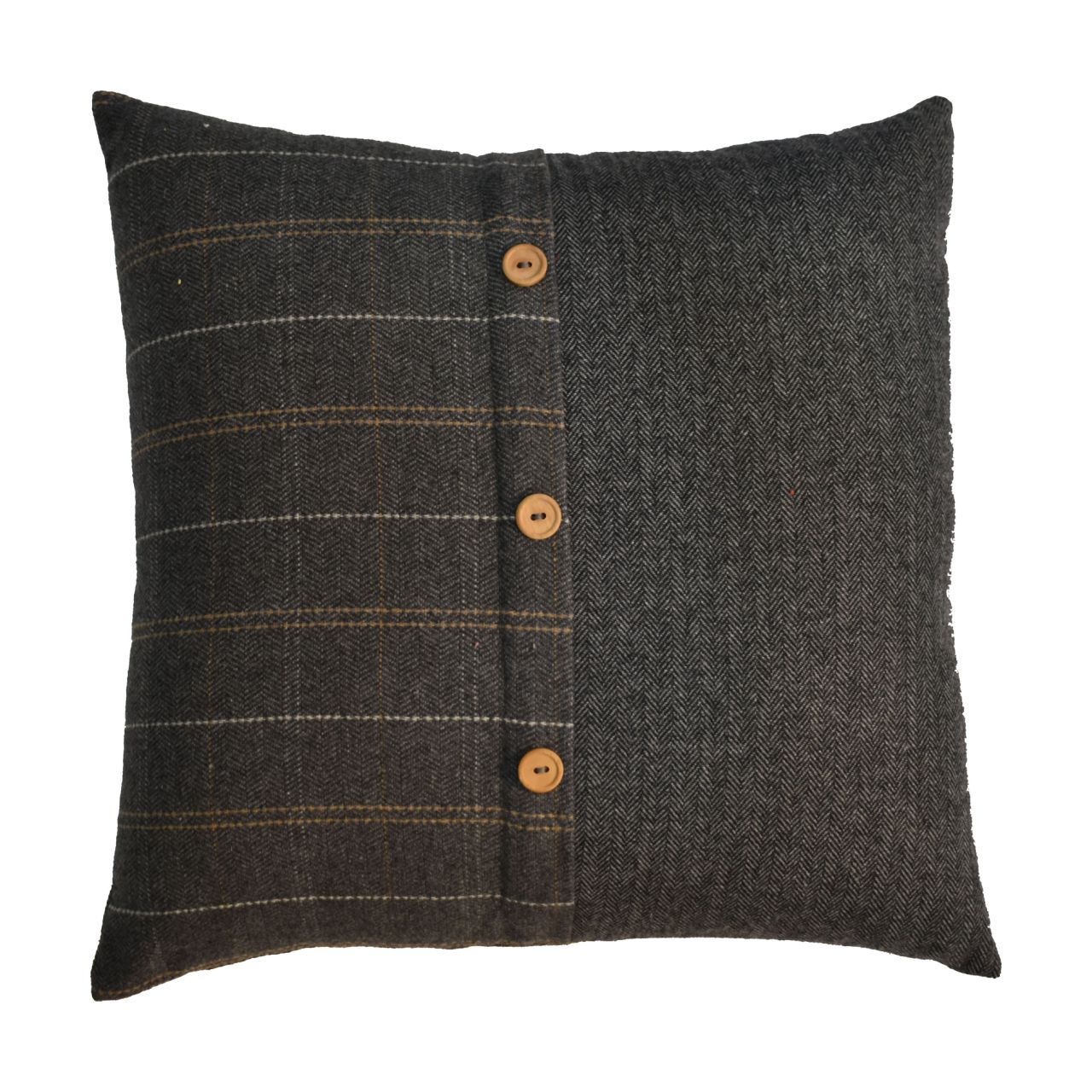 quinn cushion set of 2 pewter black tweed