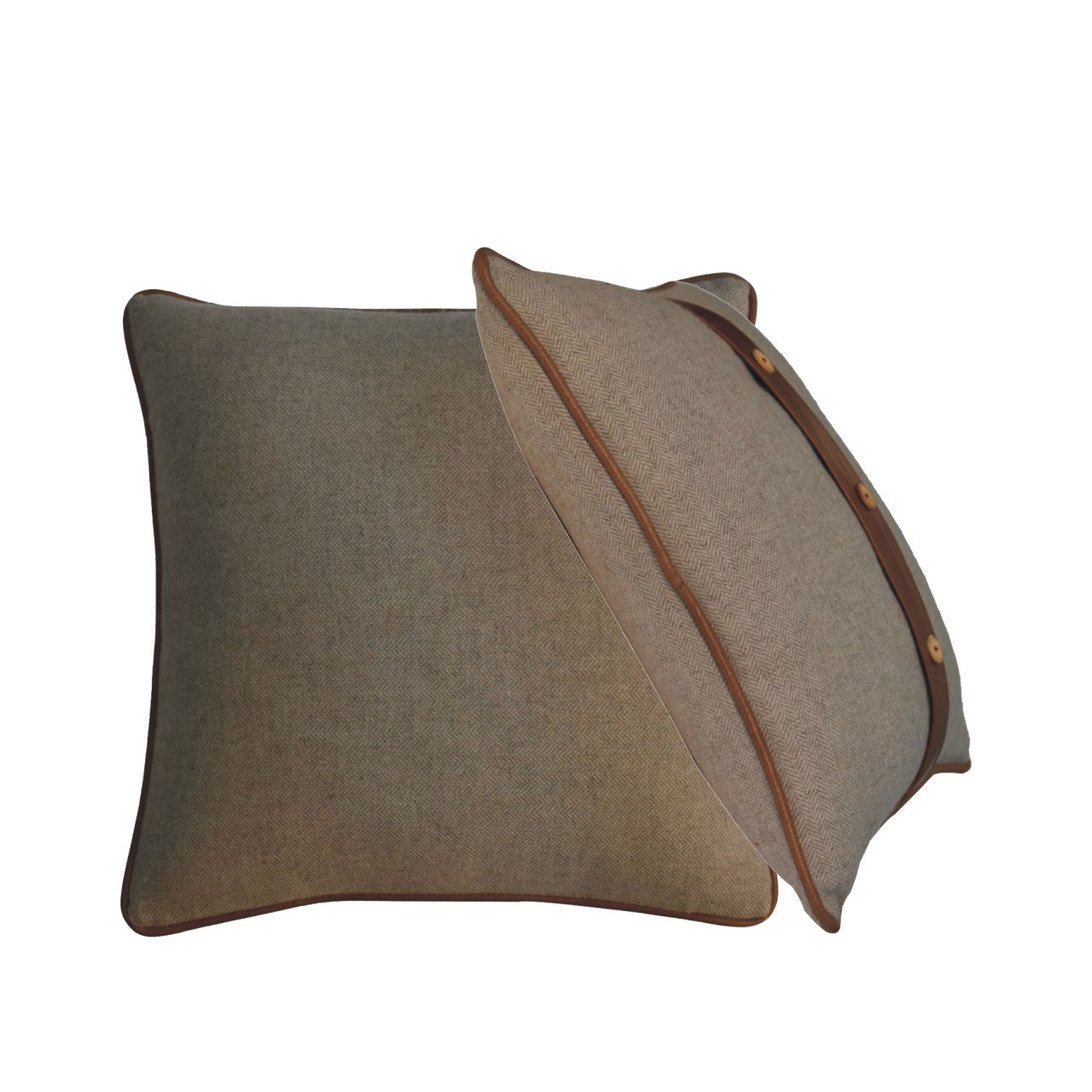 quinn cushion set of 2 leather sand tweed