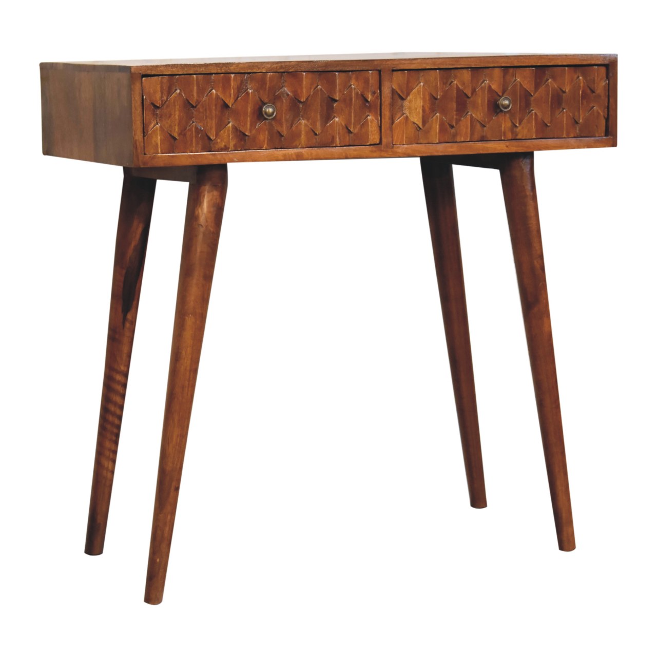 pineapple carved console table in chestnut