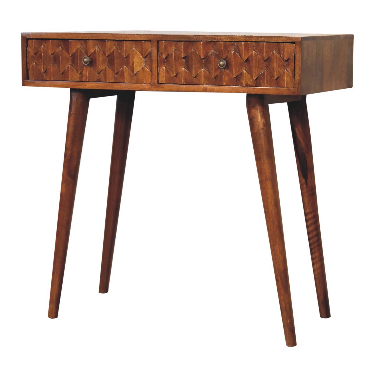 pineapple carved console table in chestnut
