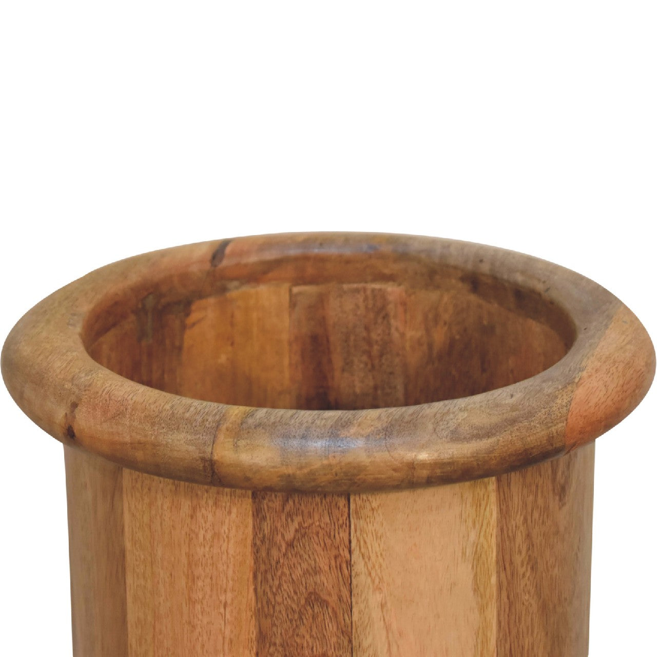 solid wood round umbrella stand with knocker