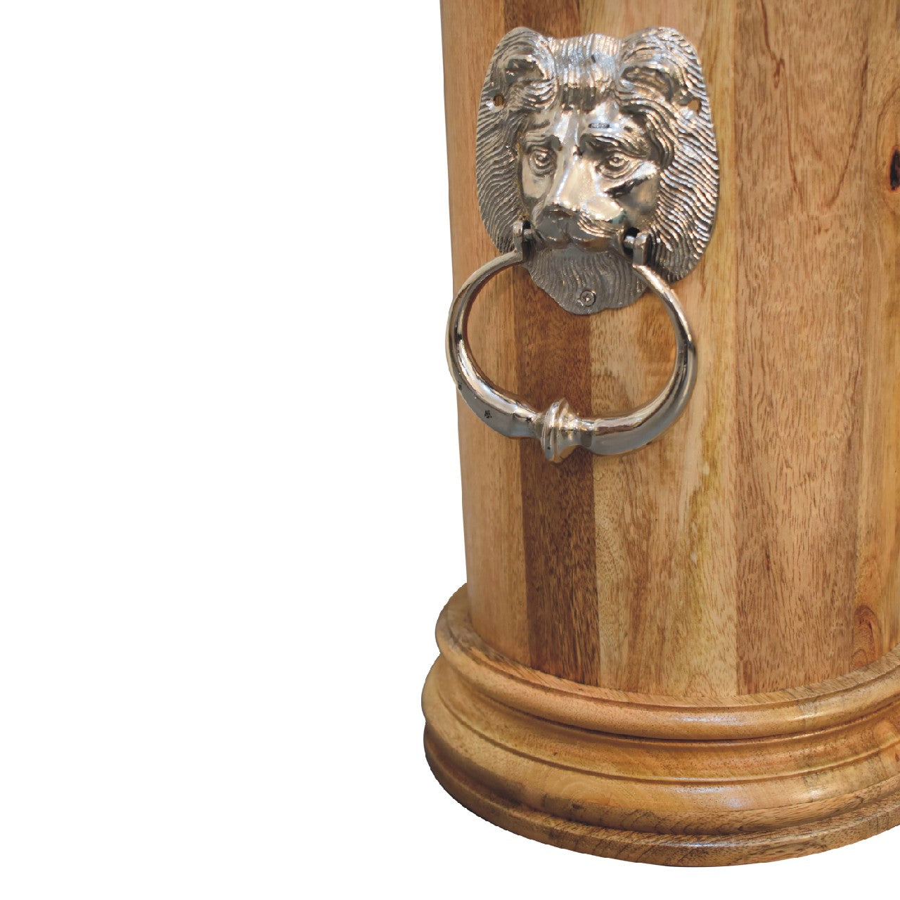 solid wood round umbrella stand with knocker