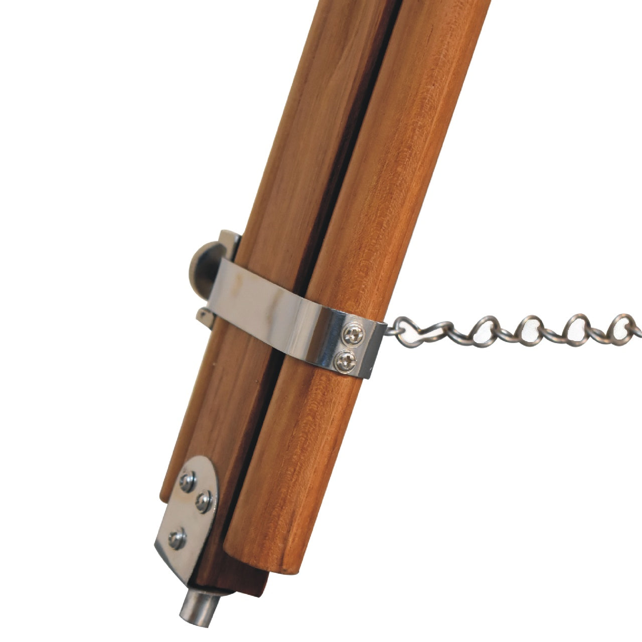 chrome plated and wooden teak floor lamp