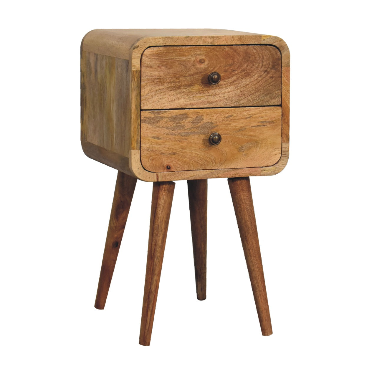 mini oak ish curved bedside