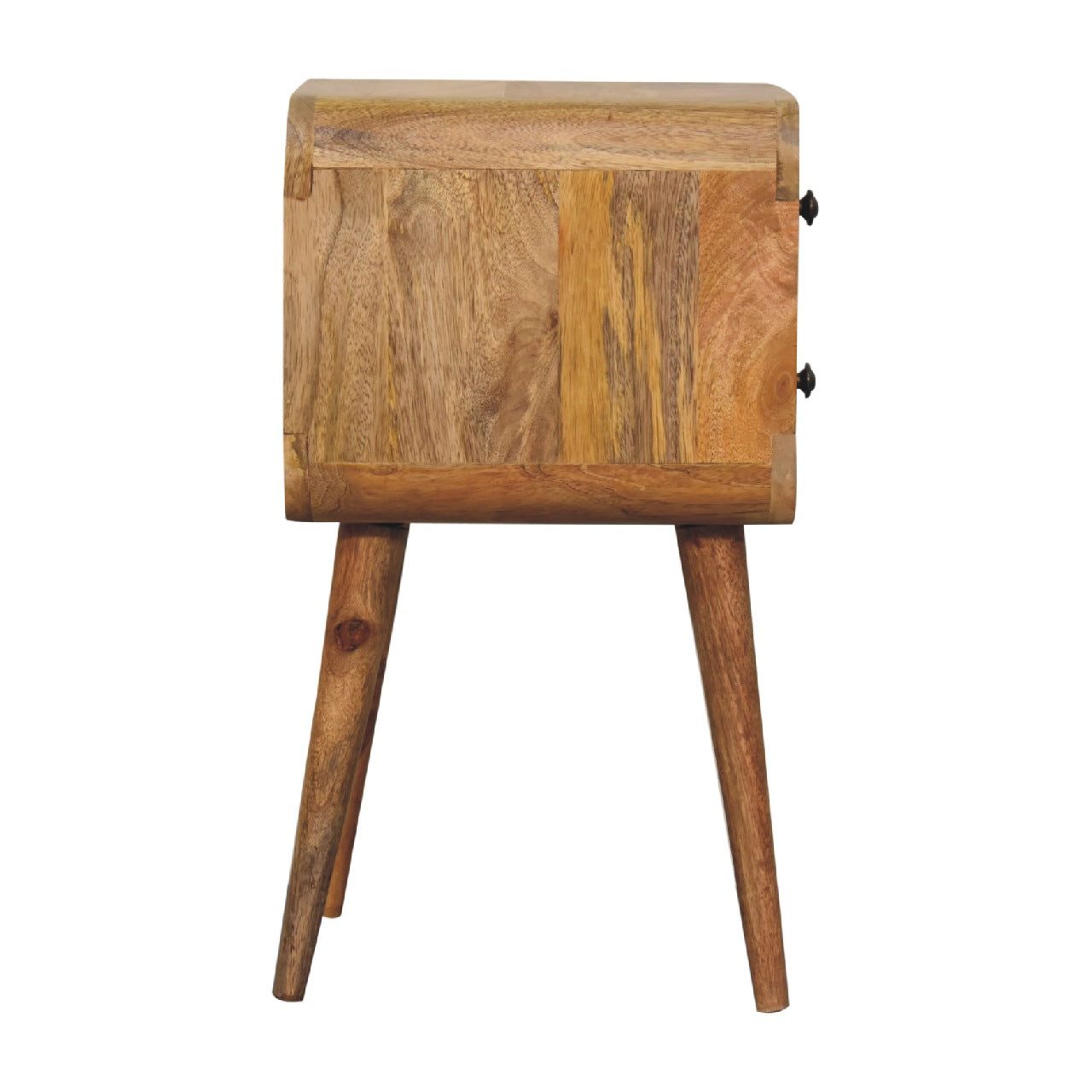 mini oak ish curved bedside