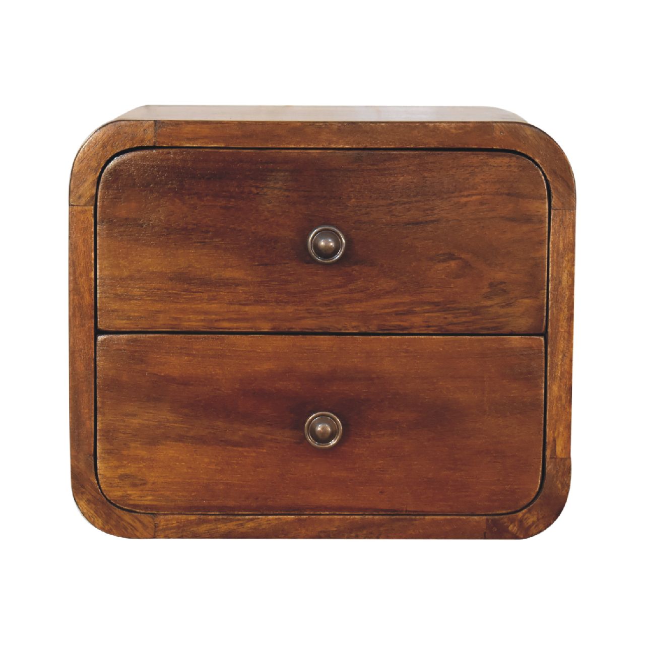 mini curved chestnut wall mounted bedside