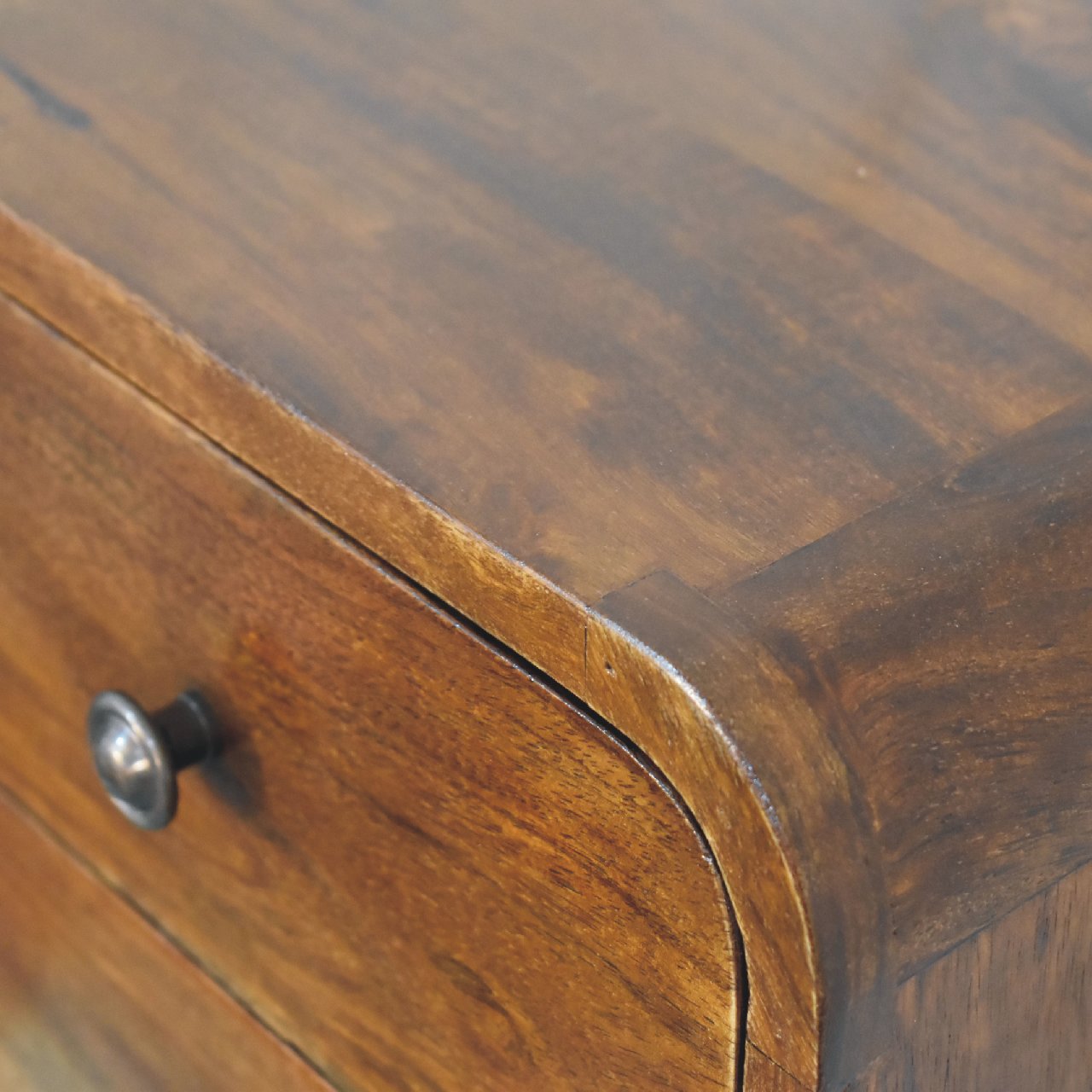 mini curved chestnut wall mounted bedside