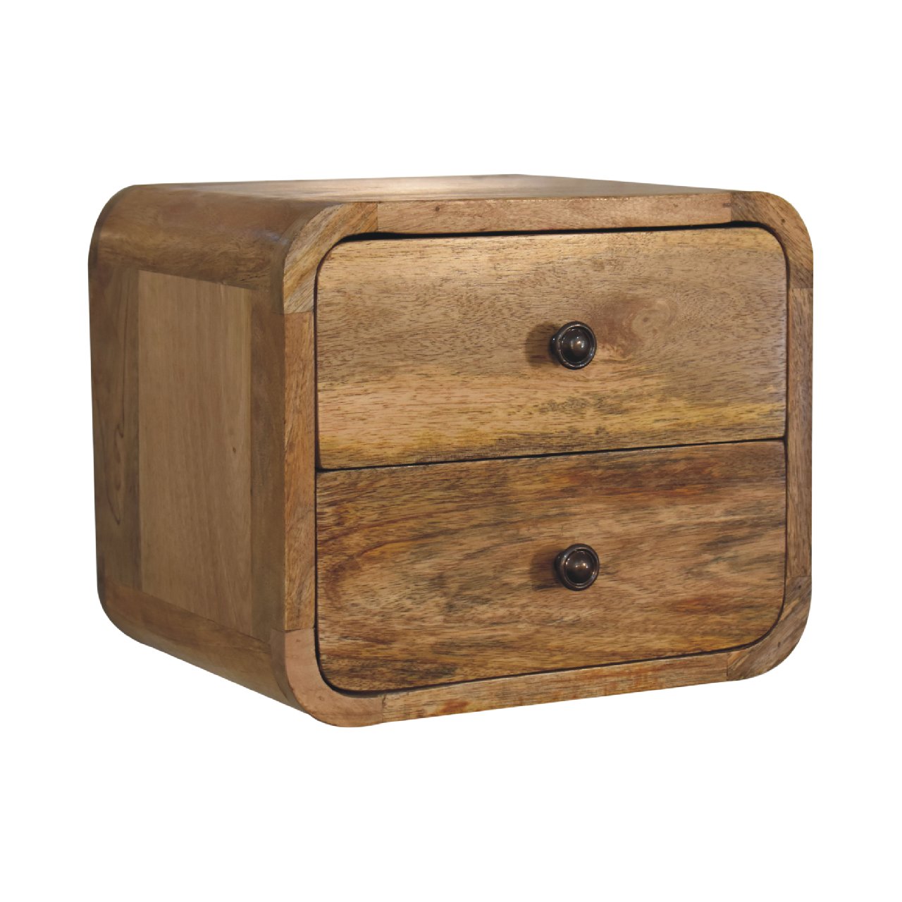 mini curved oak ish wall mounted bedside