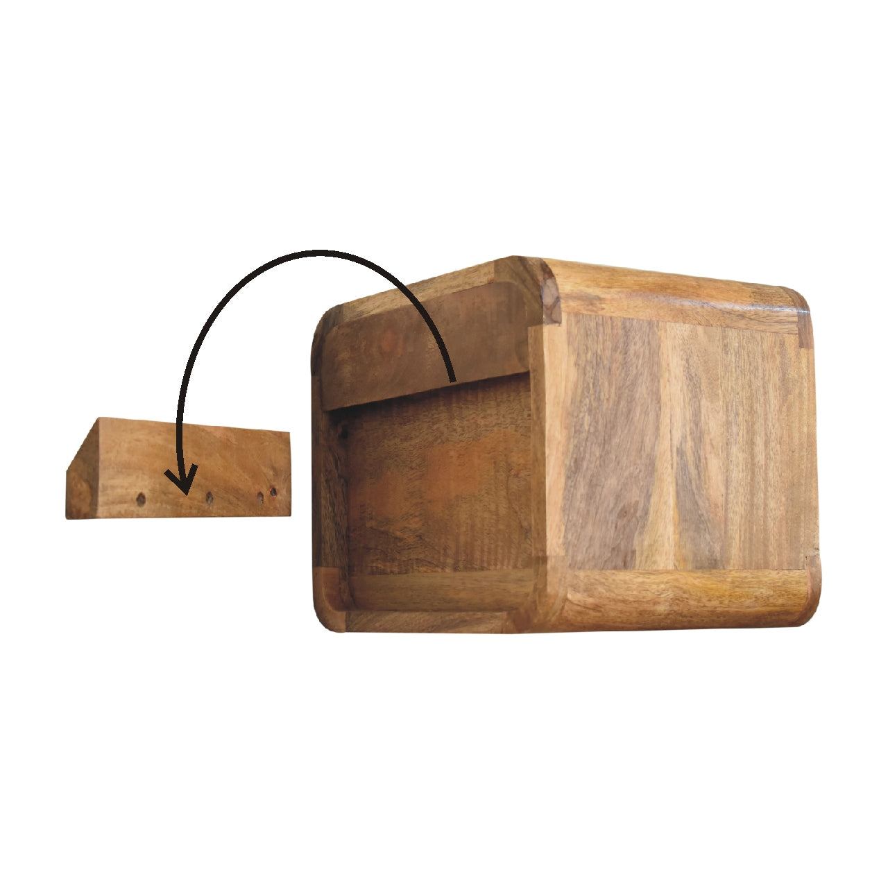 mini curved oak ish wall mounted bedside