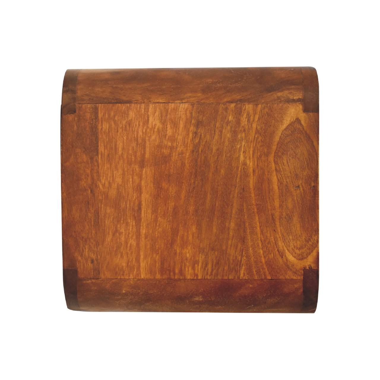 mini curved chestnut wall mounted bedside with open slot
