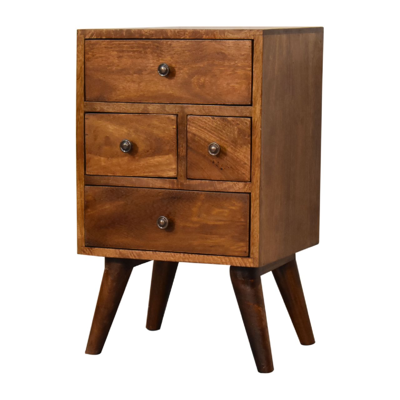 chestnut nordic style 4 drawer bedside