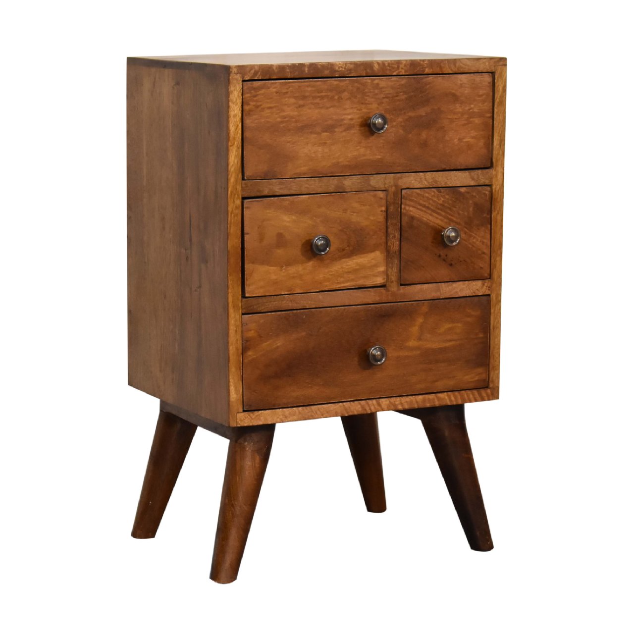 chestnut nordic style 4 drawer bedside