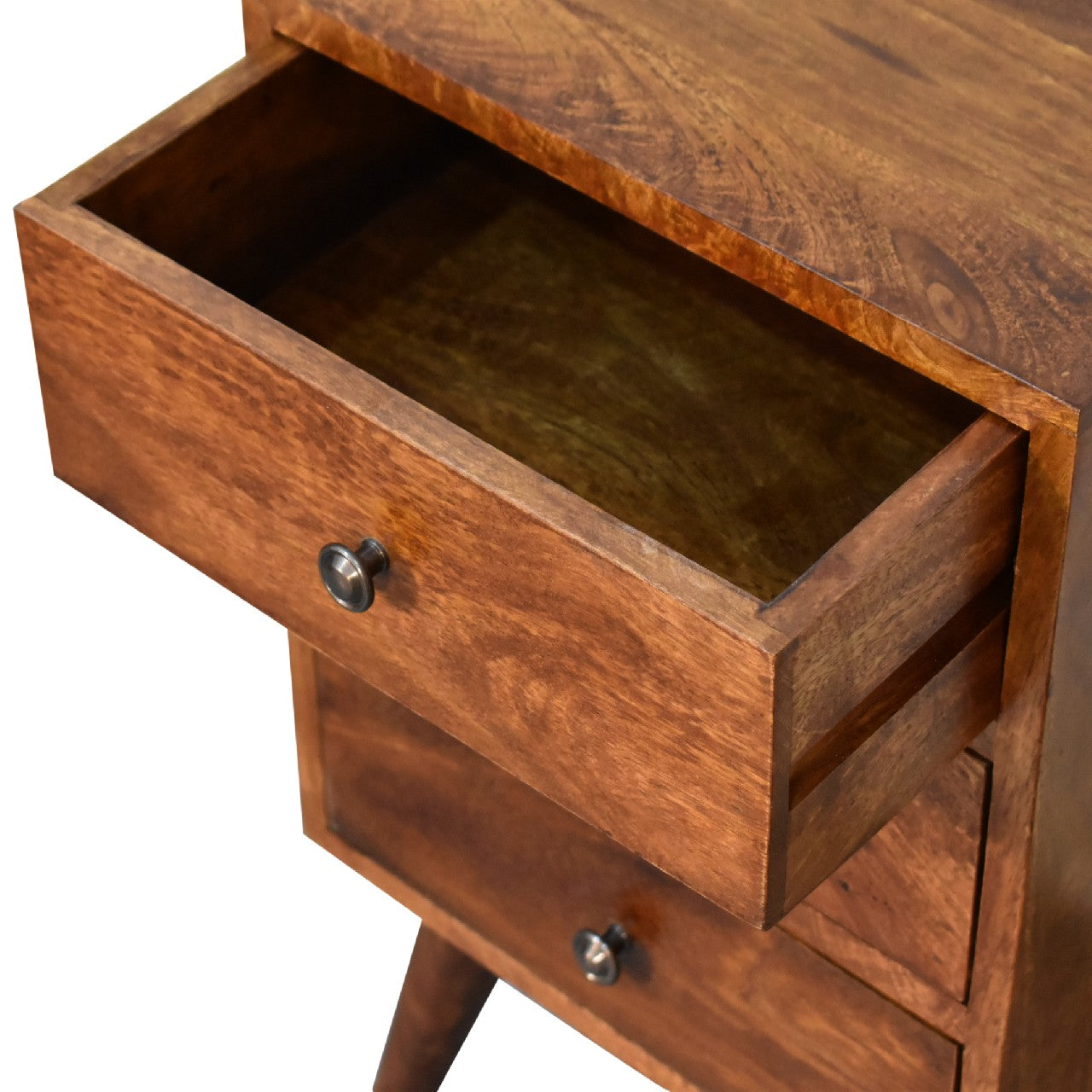 chestnut nordic style 4 drawer bedside