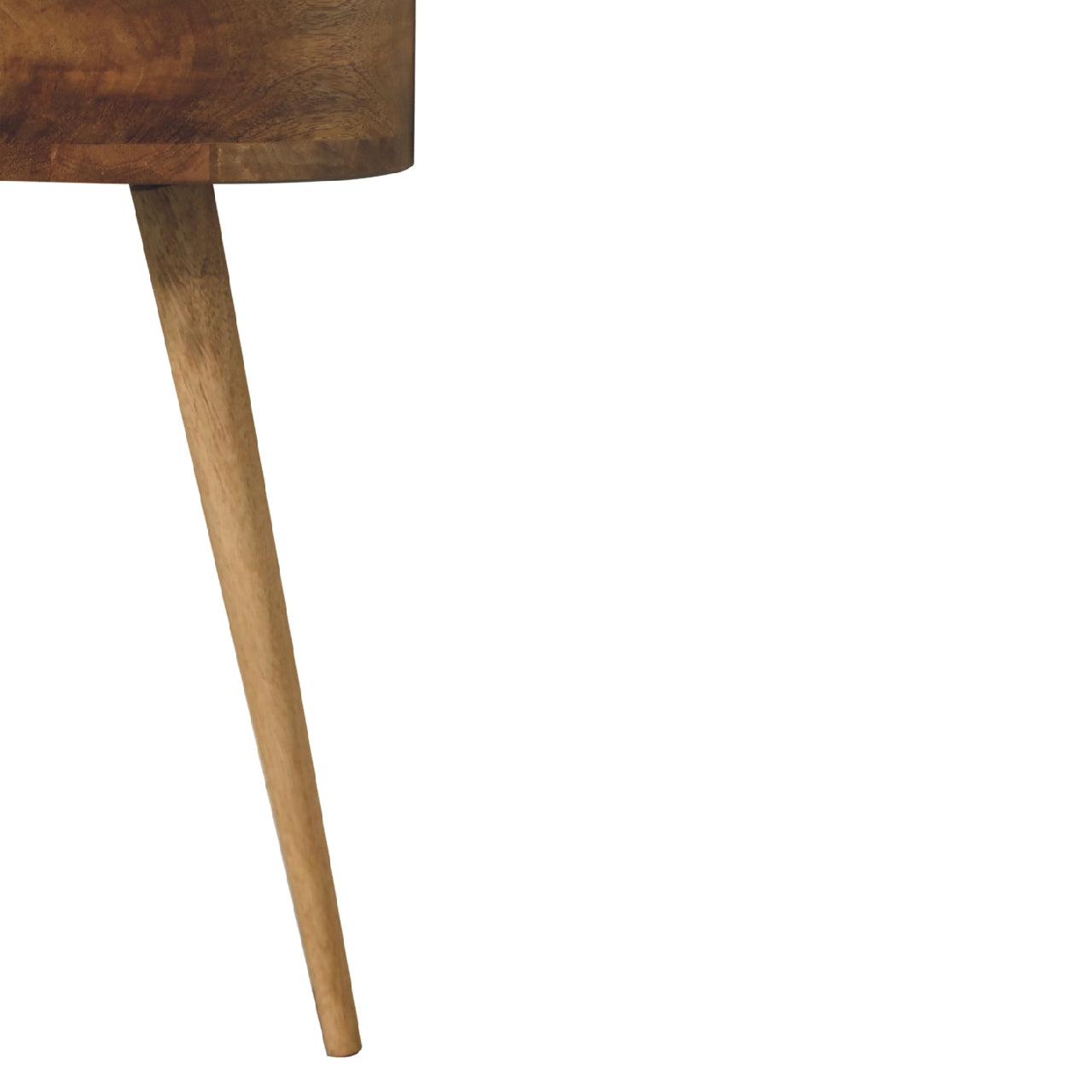 nordic oak ish circular shaped bedside