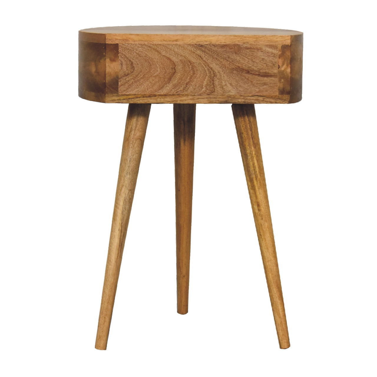 nordic oak ish circular shaped bedside