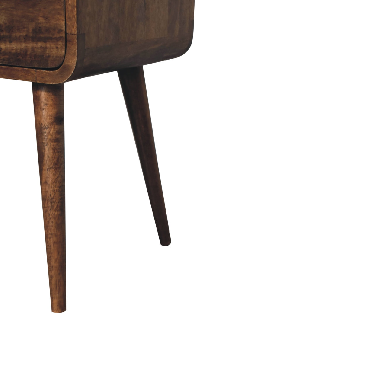 mini curved grey washed bedside with open slot