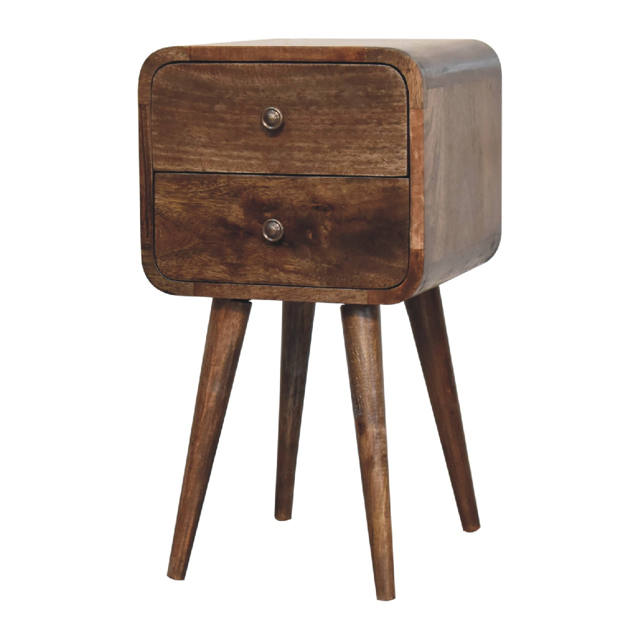 mini curved grey washed bedside