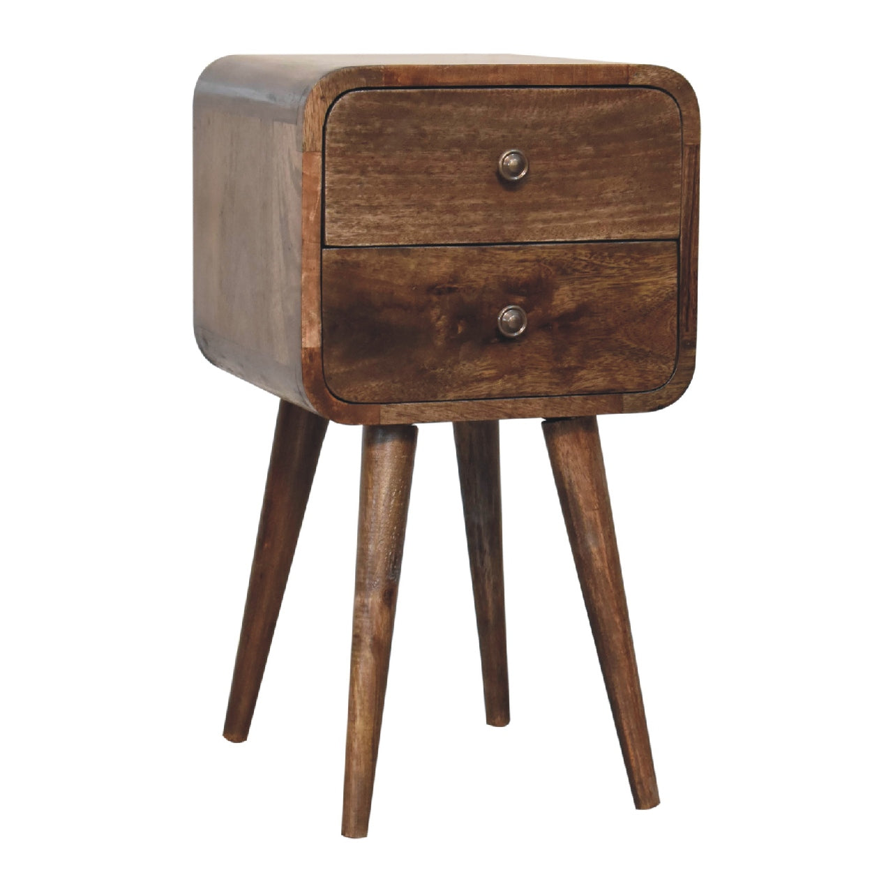 mini curved grey washed bedside