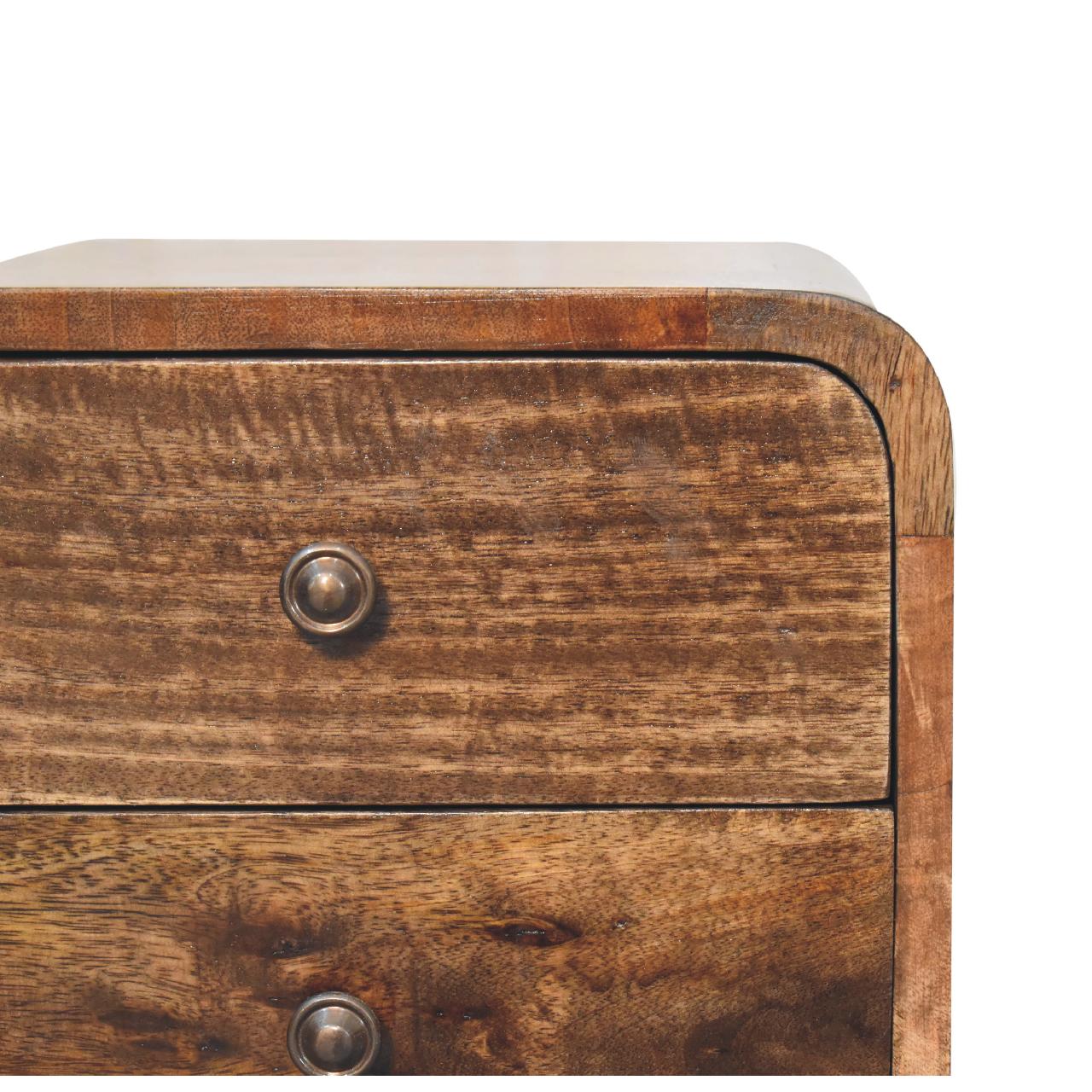 mini curved grey washed bedside