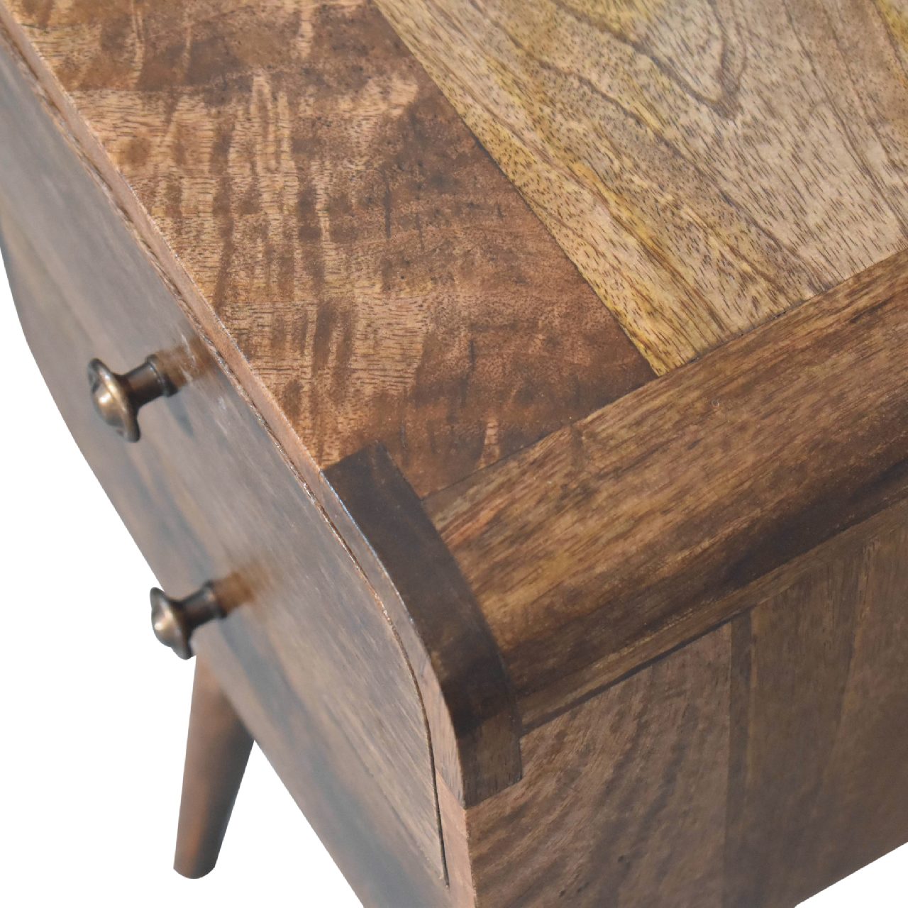 mini curved grey washed bedside