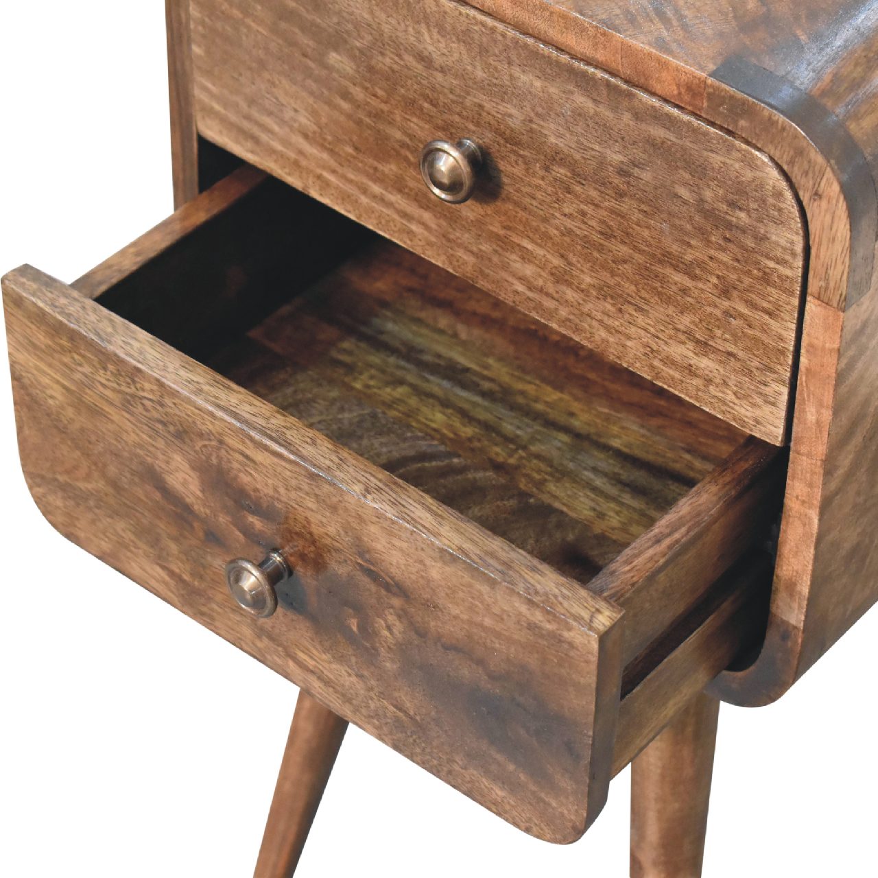 mini curved grey washed bedside