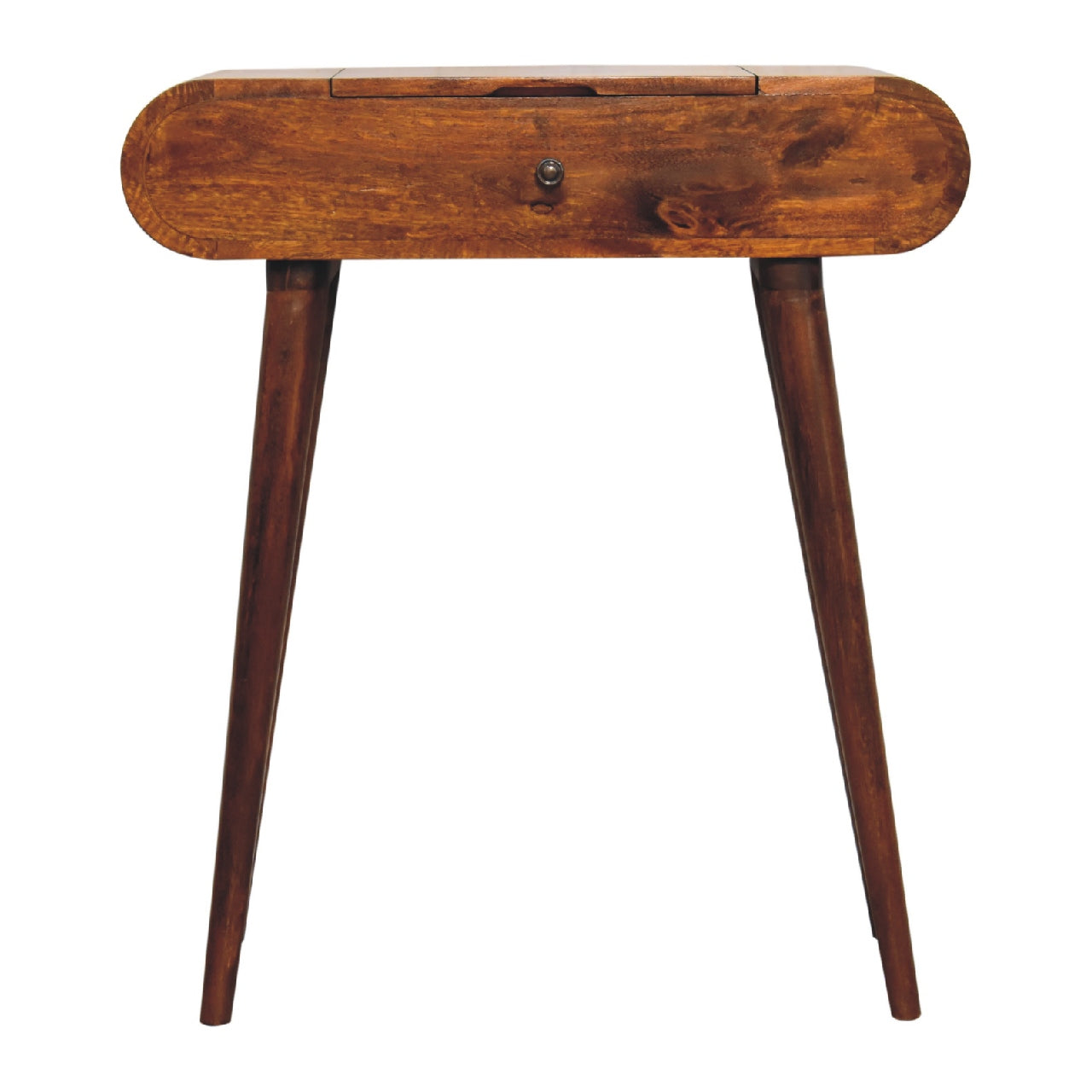mini chestnut dressing table with foldable mirror