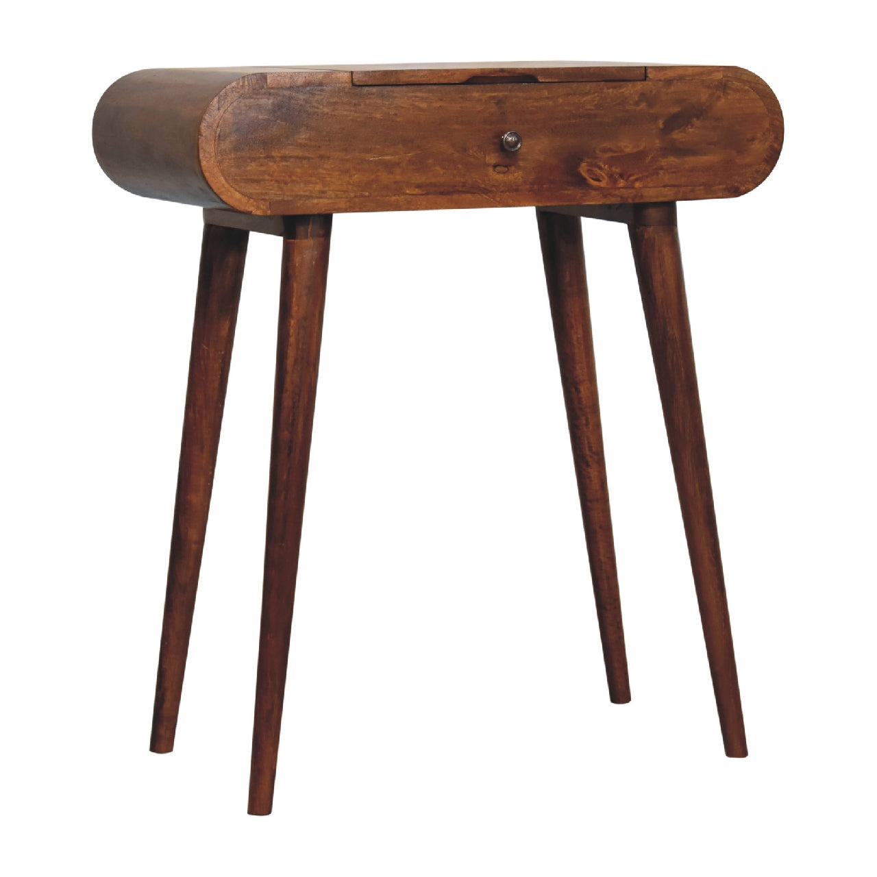 mini chestnut dressing table with foldable mirror