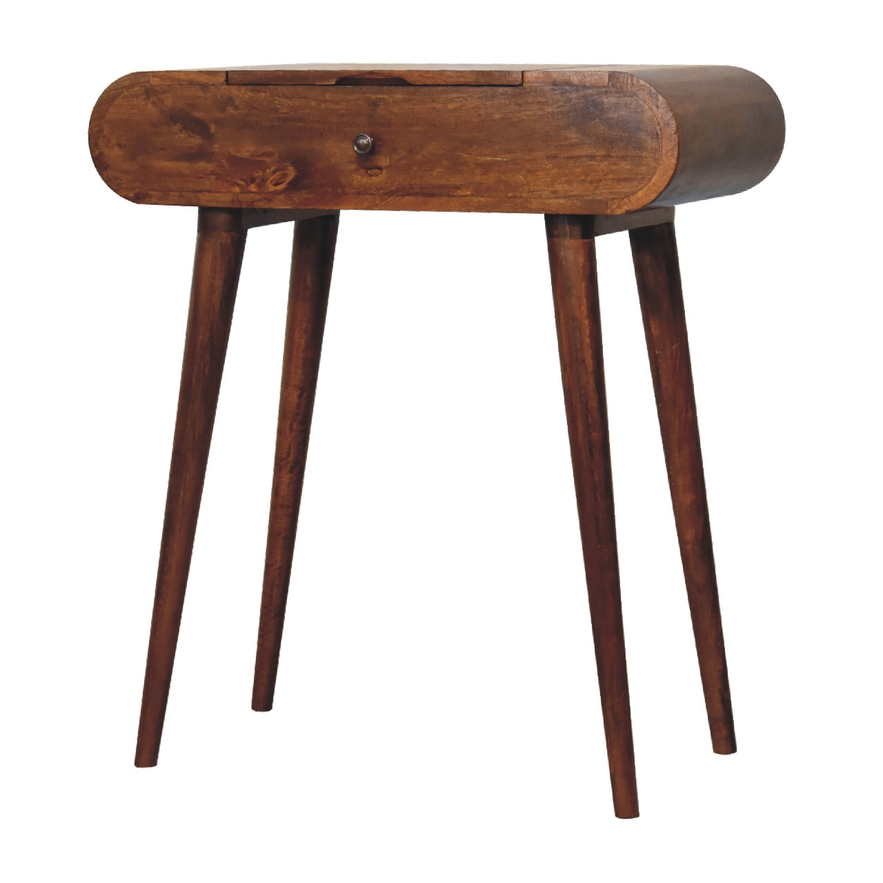 mini chestnut dressing table with foldable mirror