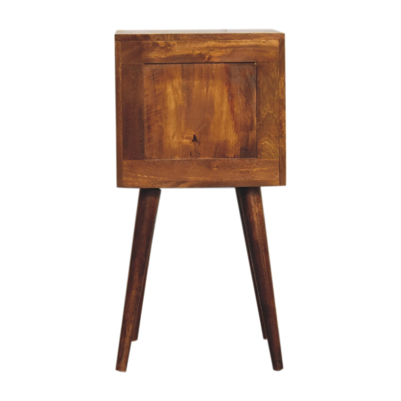 mini chestnut cube carved 2 drawer bedside