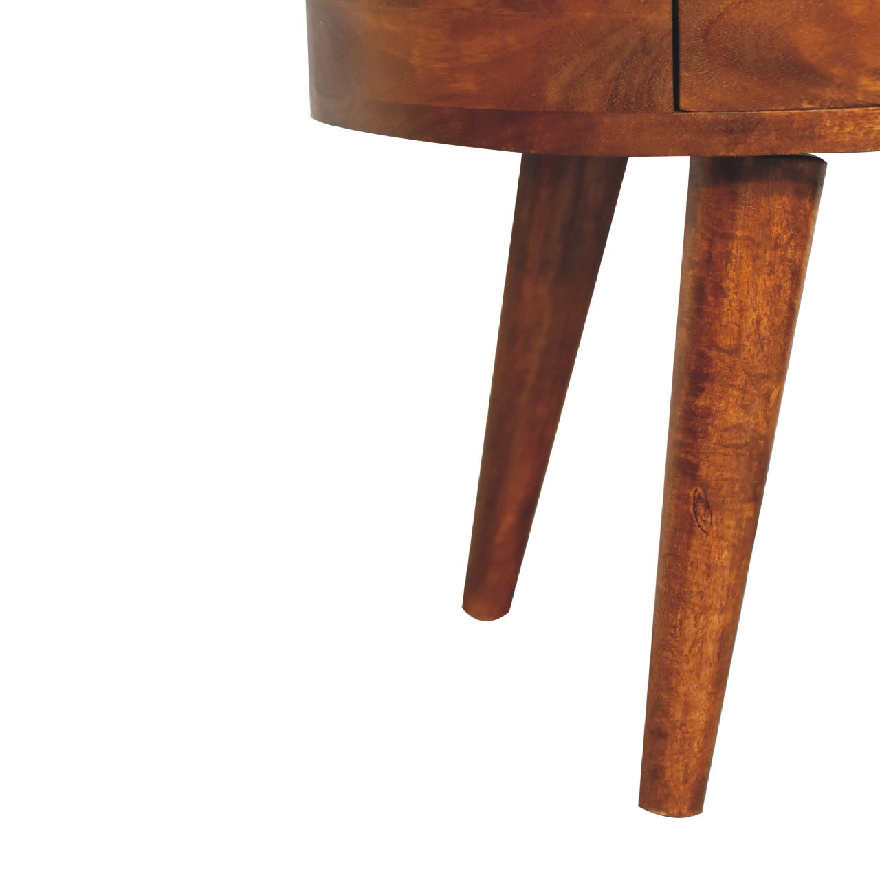 chestnut rounded bedside table with reading light
